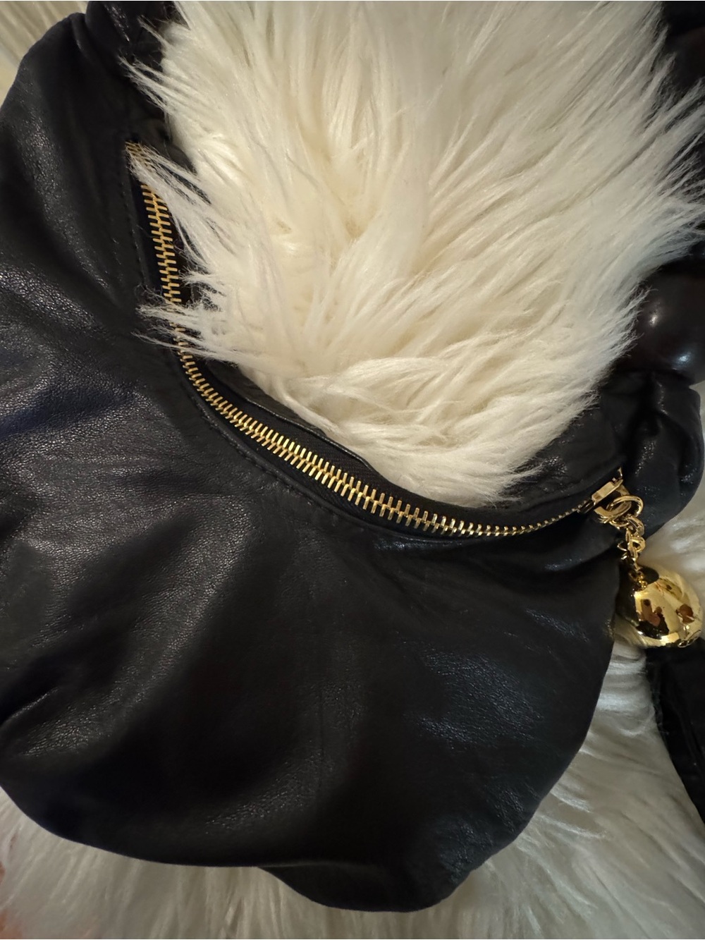 Black Leather Mini Shoulder Bag - Picture 4 of 11